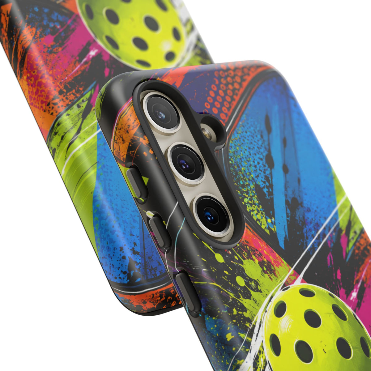 Pickleball Phone Case – Neon Paddle & Ball Splash Tough Case