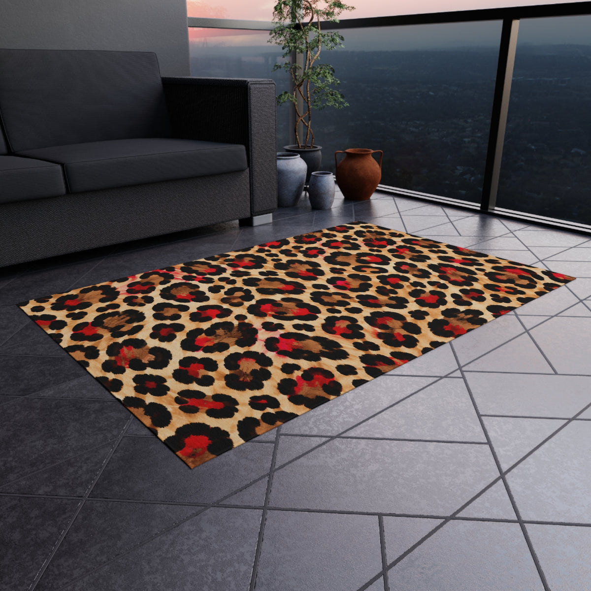 Leopard Print Outdoor Rug — Bold Animal-Print Patio Mat