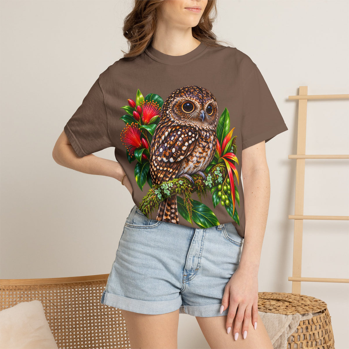 Owl & Hibiscus Shirt — Tropical Owl Graphic T-Shirt