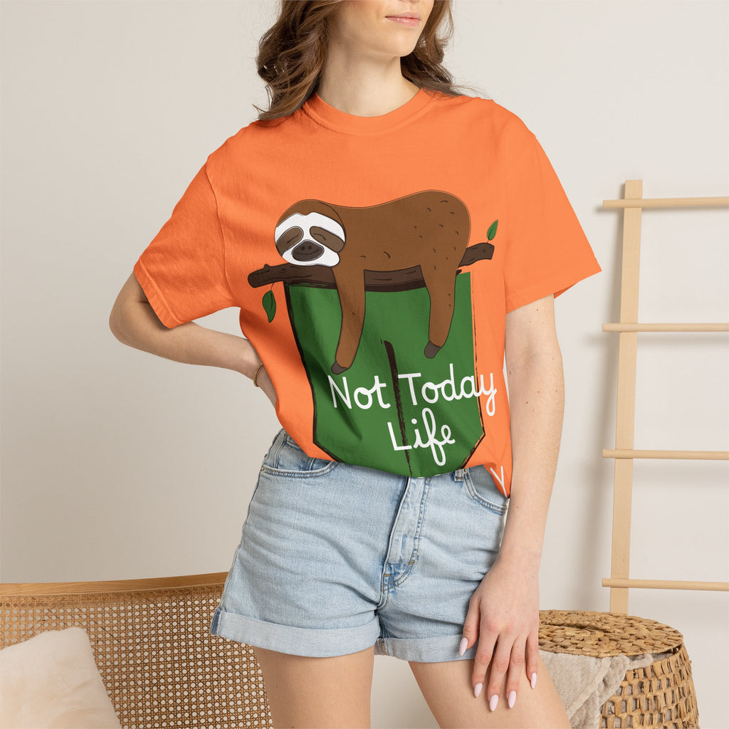 Sloth Pocket Tee — "Not Today" Lazy Sloth Graphic T-Shirt