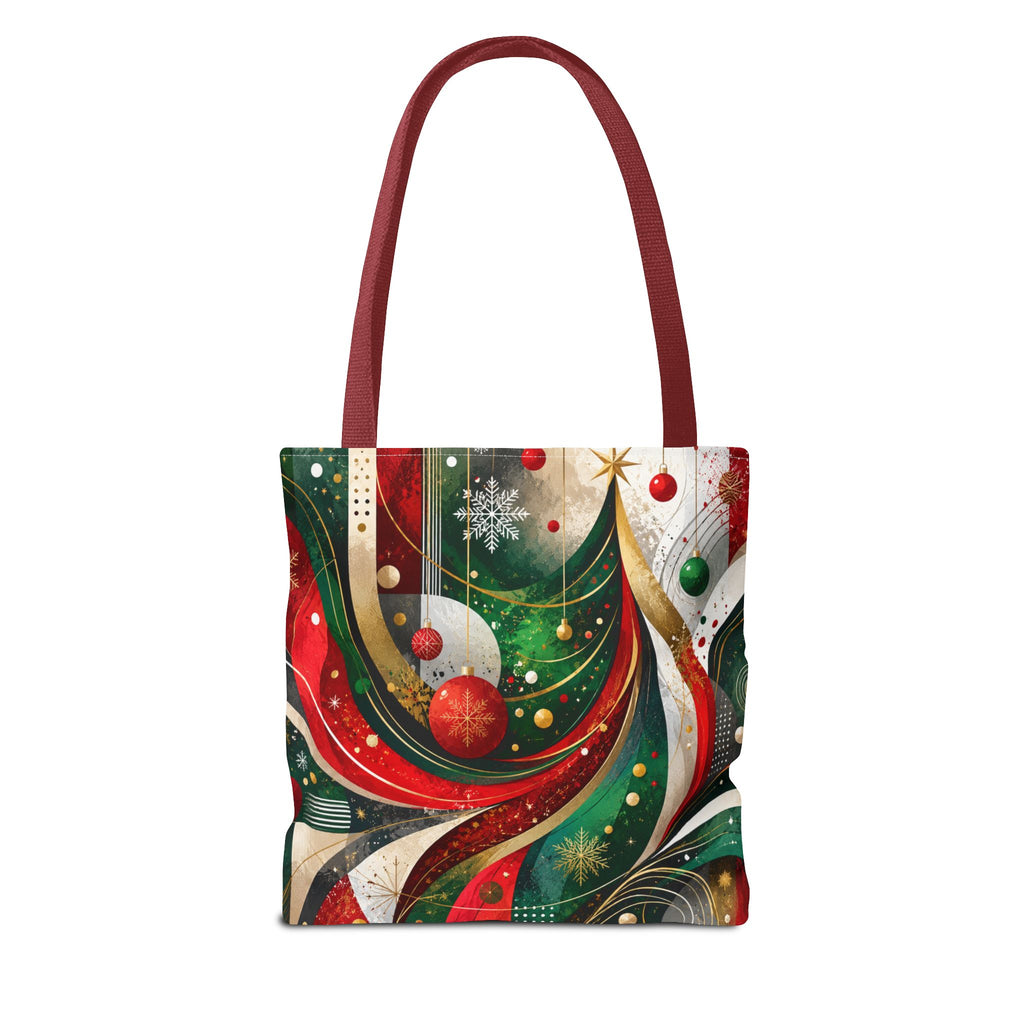 Abstract Retro Christmas Ornaments Tote Bag | Holiday Swirl Pattern