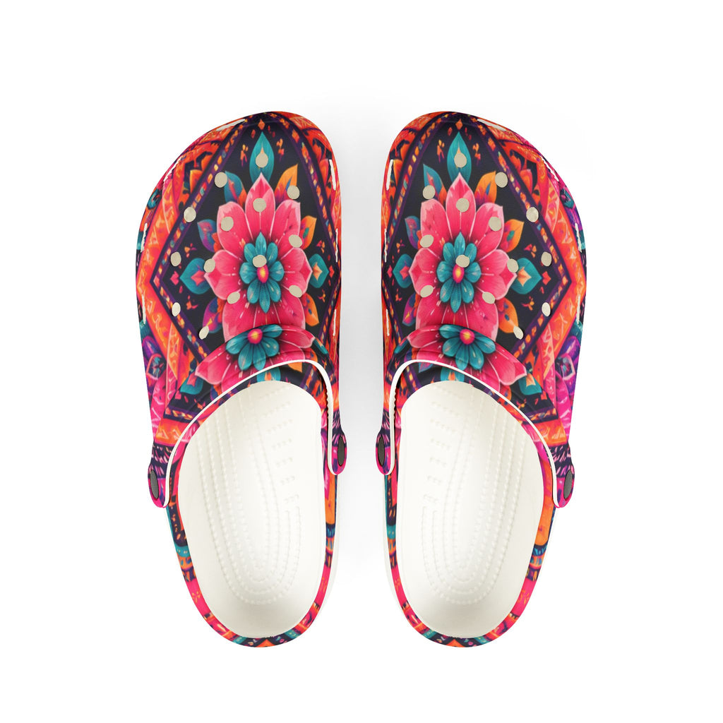 Boho Floral EVA Clogs — Colorful Mandala Garden Slip-On Shoes