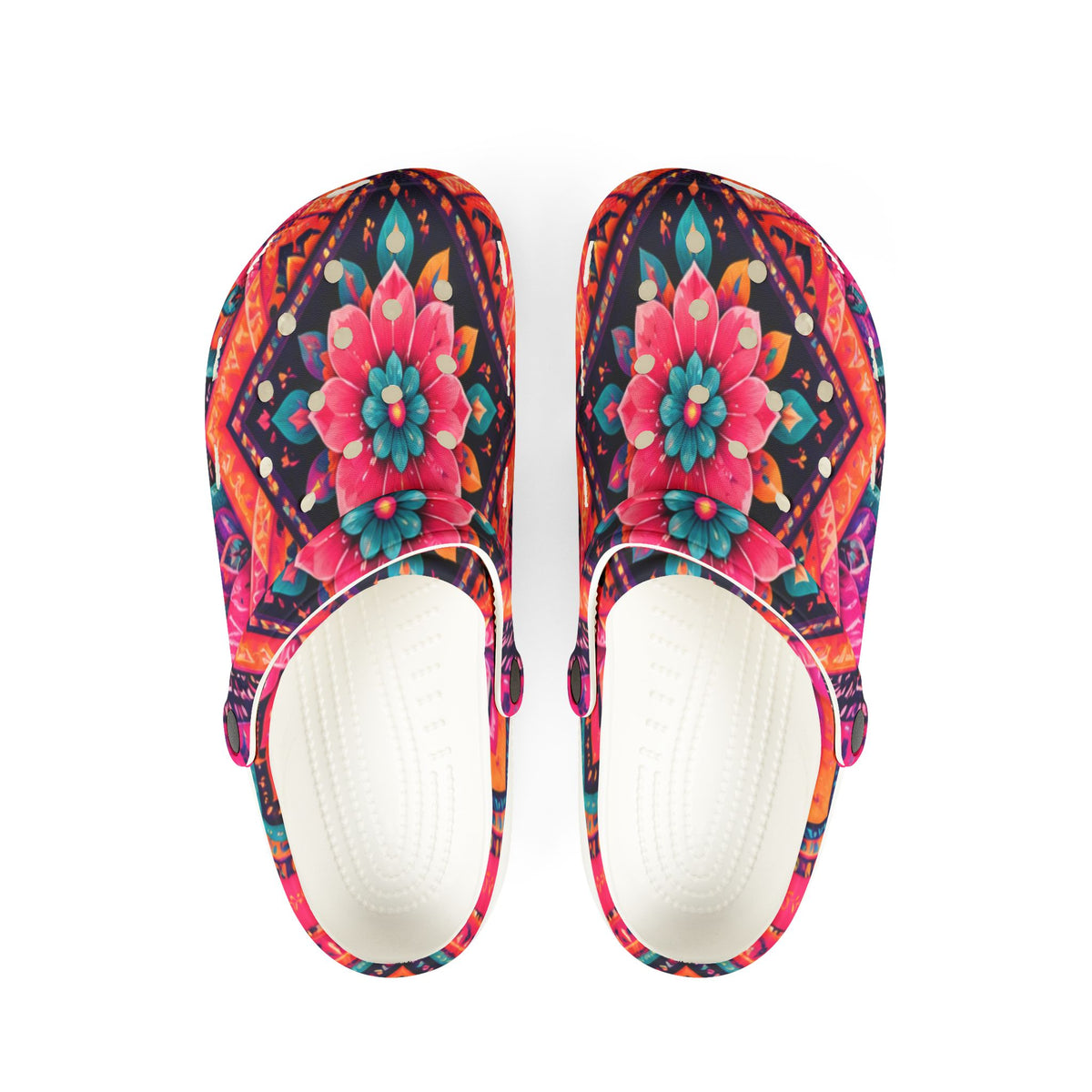 Boho Floral EVA Clogs — Colorful Mandala Garden Slip-On Shoes