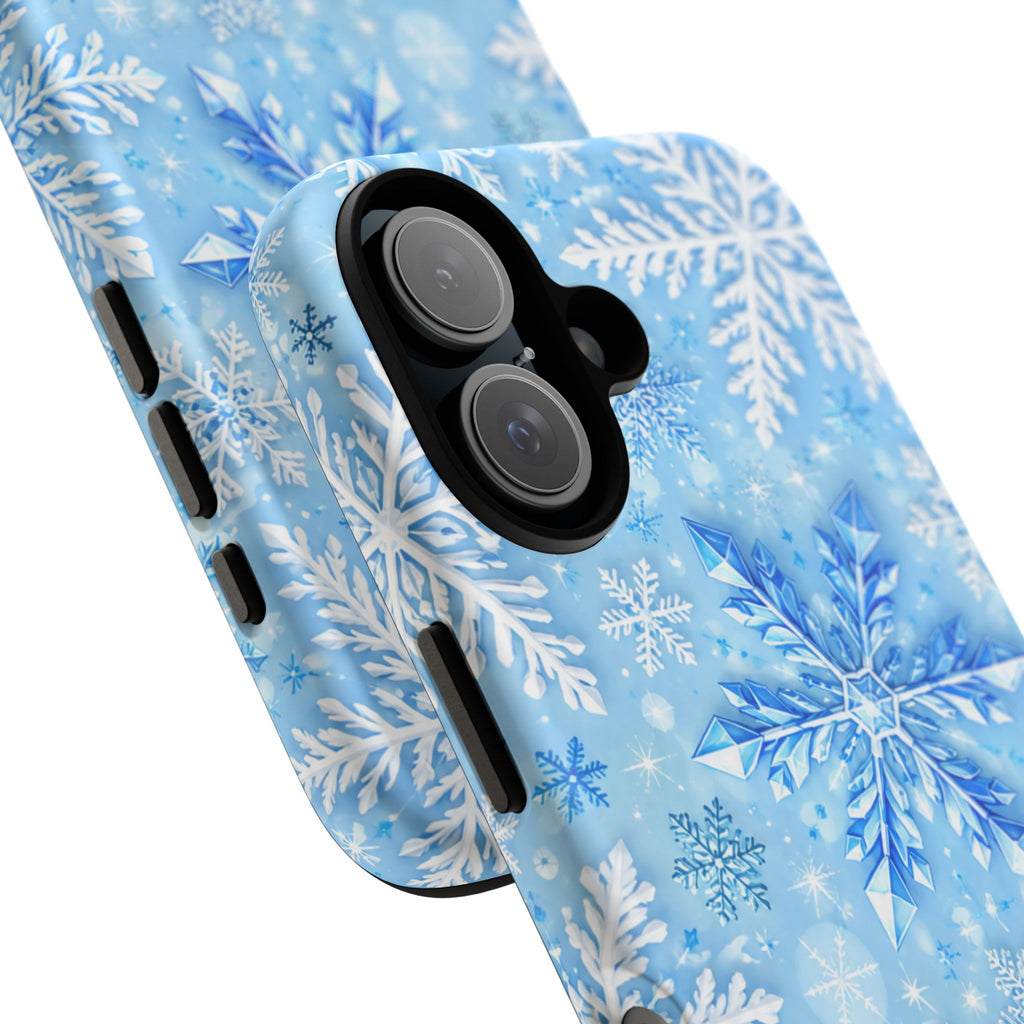 Winter Snowflake Tough Phone Case — Blue Holiday Protective Cover