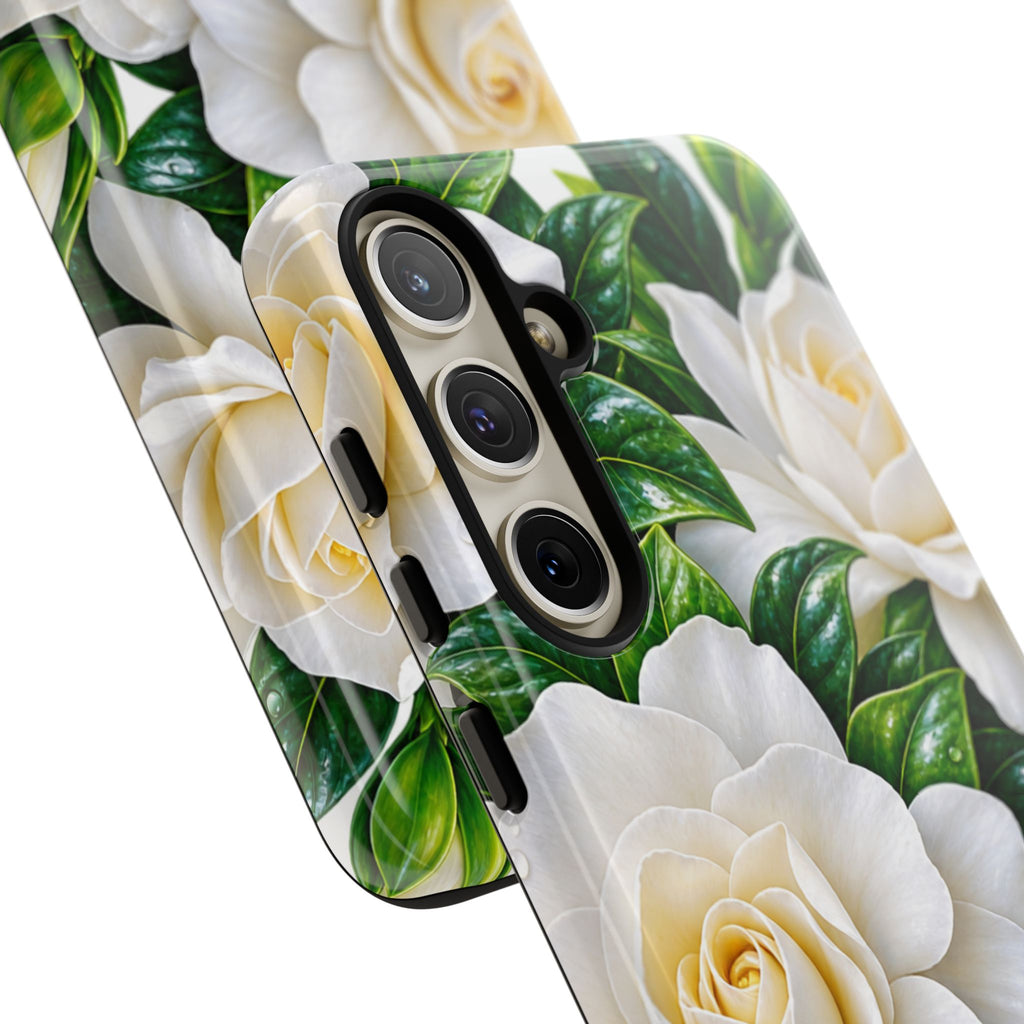 Floral Camellia Tough Case — White Gardenia Phone Cover
