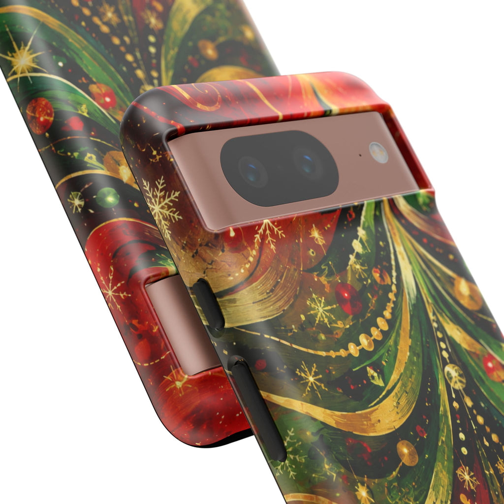 Christmas Tree Tough Phone Case — Festive Red & Green Holiday Phone Cover