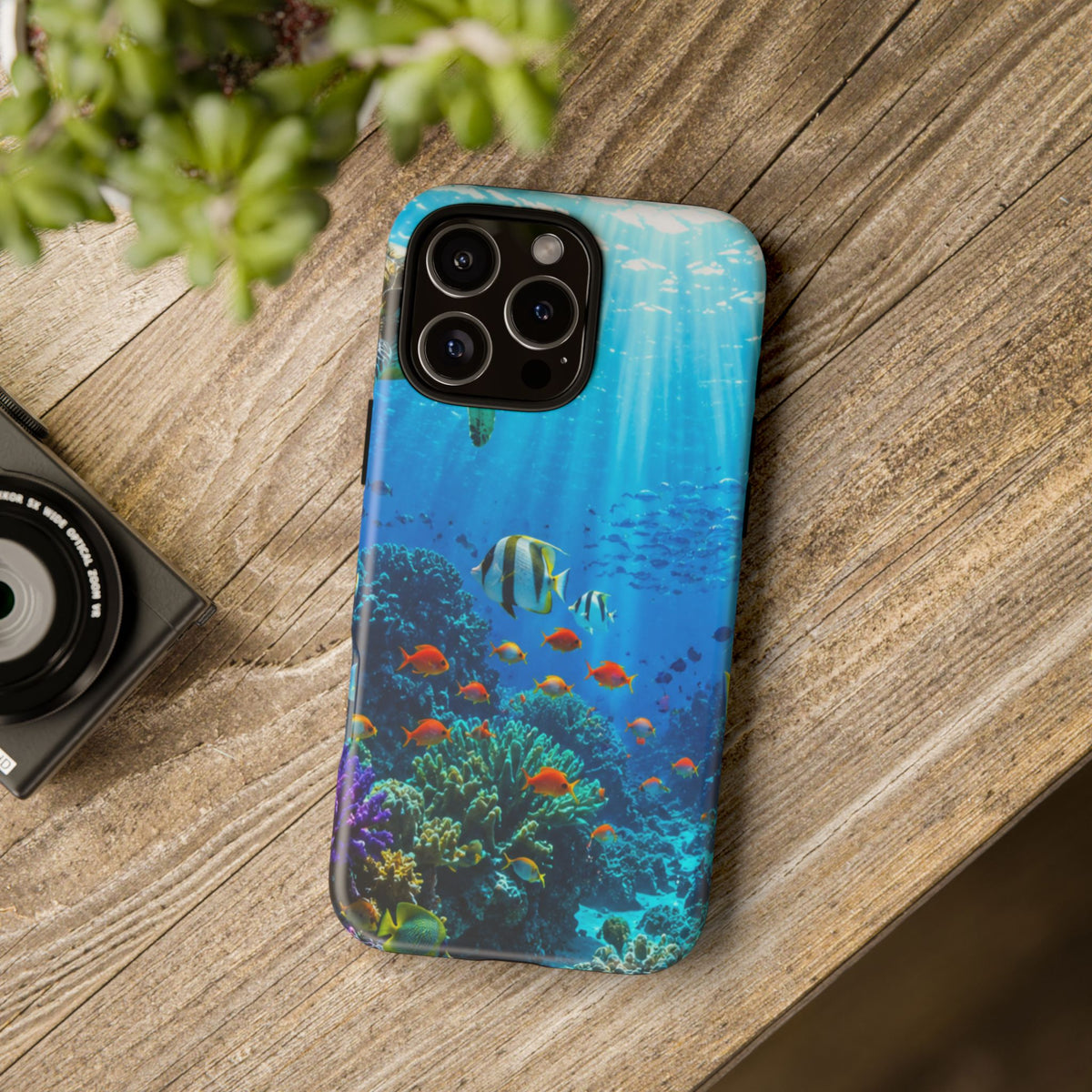 Underwater Ocean Life Tough Phone Case — Coral Reef & Sea Turtle Protective Cover