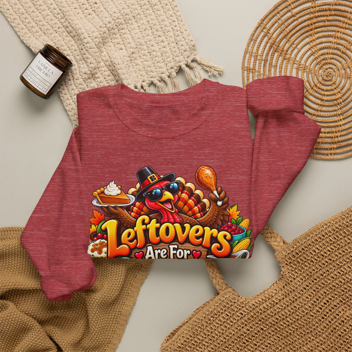 Sweatshirt — "Leftovers Are For Quitters" Thanksgiving Turkey Graphic Crewneck