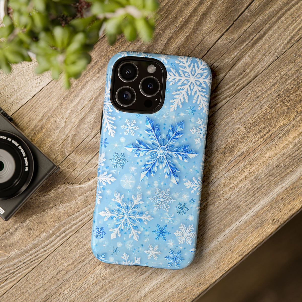 Winter Snowflake Tough Phone Case — Blue Holiday Protective Cover
