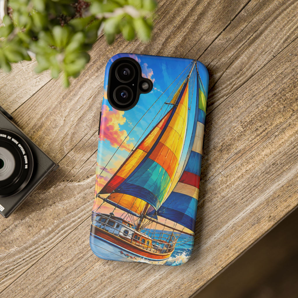 Sailboat Sunset Phone Case — Colorful Nautical iPhone Cover
