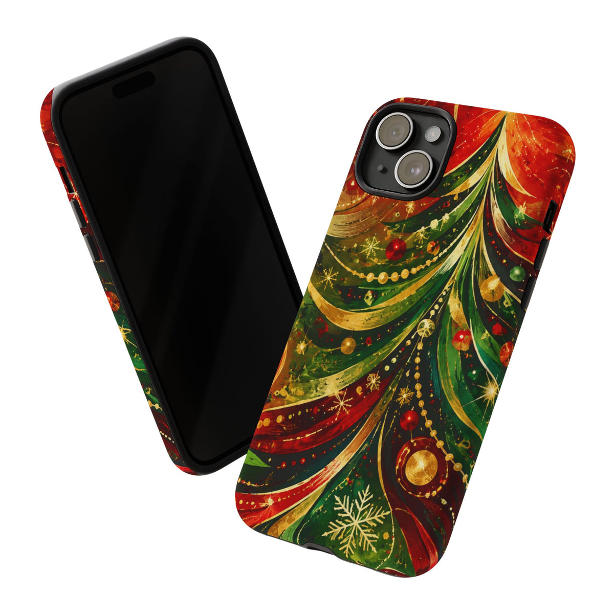 Christmas Tree Tough Phone Case — Festive Red & Green Holiday Phone Cover