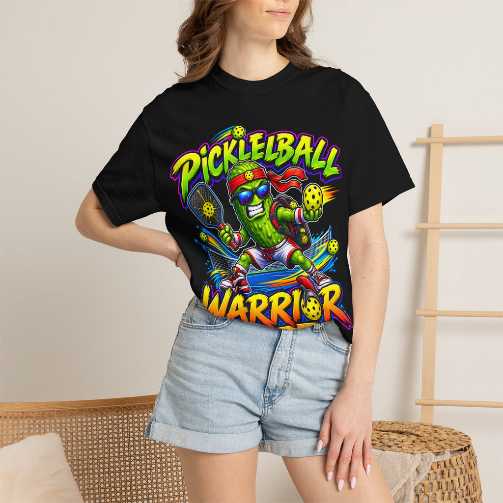 Pickleball Warrior T-Shirt | Cartoon Pickle Player Graphic