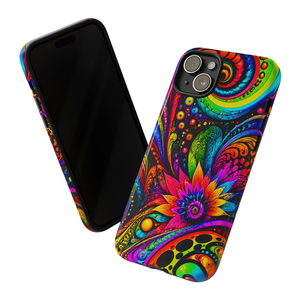 Psychedelic Floral Phone Case — Vibrant Swirl Tough Protective Cover
