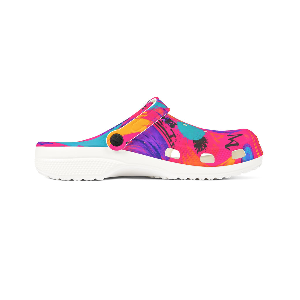 Colorful Abstract EVA Foam Clogs — Vibrant Paint Splash Slip-On Shoes