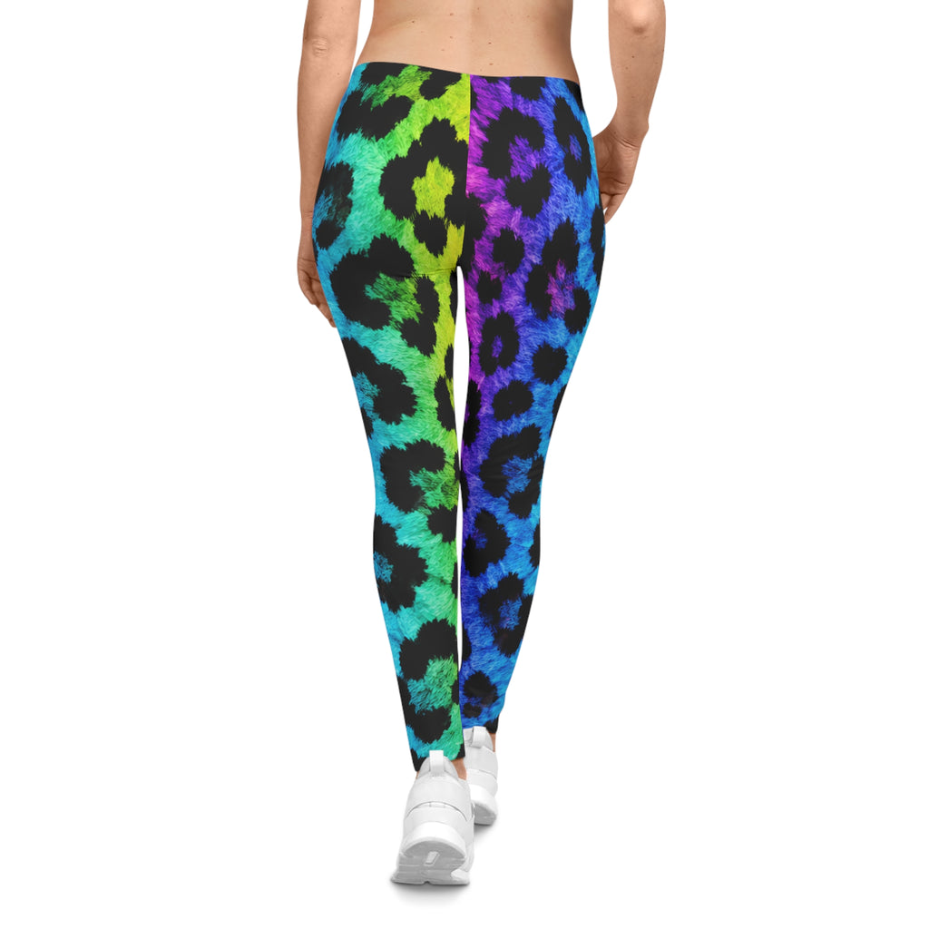 Rainbow Leopard Leggings — Women's Colorful Animal Print AOP