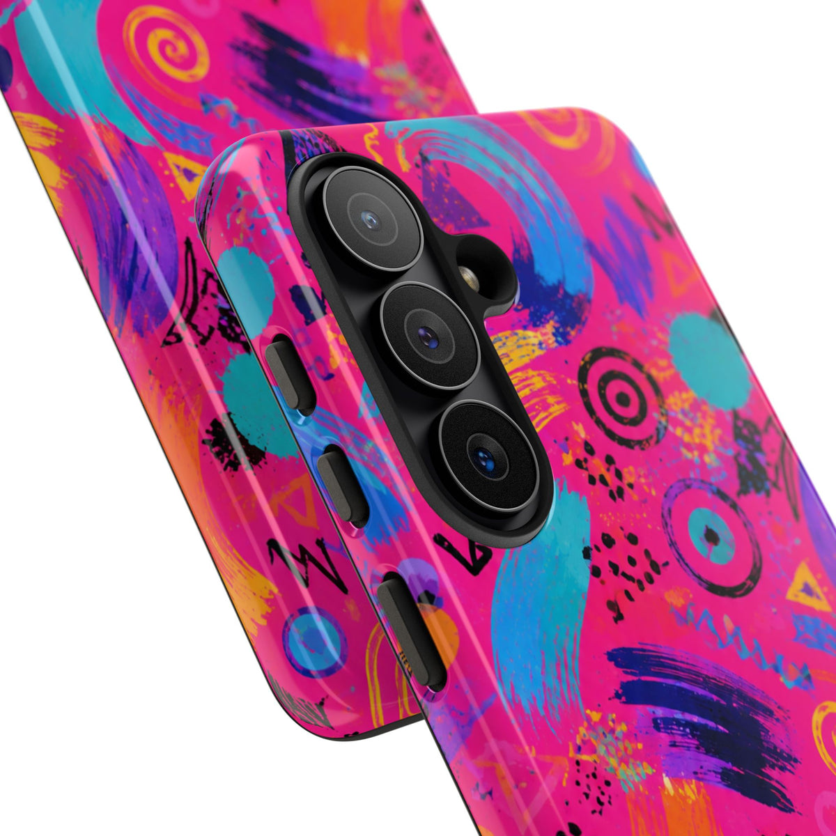Neon Retro Abstract Tough Phone Case — 80s Brushstroke Pattern