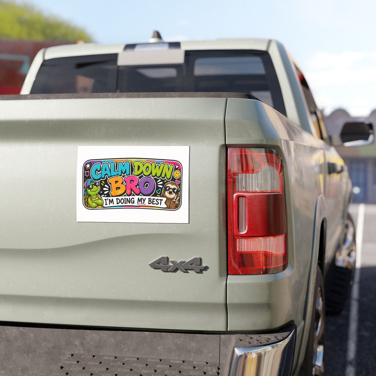 Calm Down Bro I'm Doing My Best Car Magnet | Funny Sloth Turtle