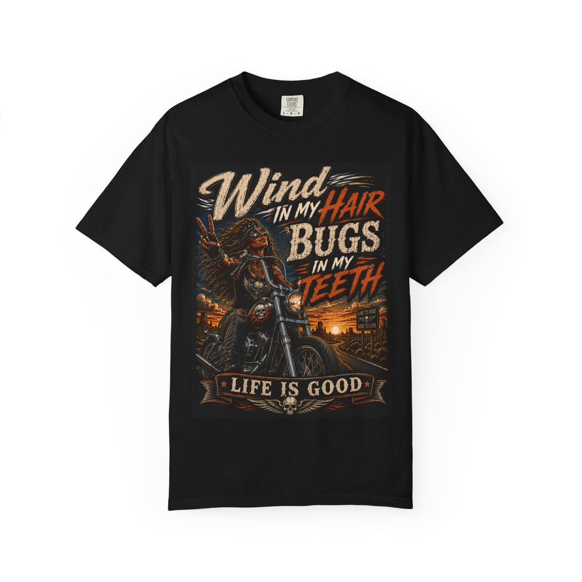 Wind in My Hair Bugs in My Teeth motorcycle shirt | Life Is Good tee