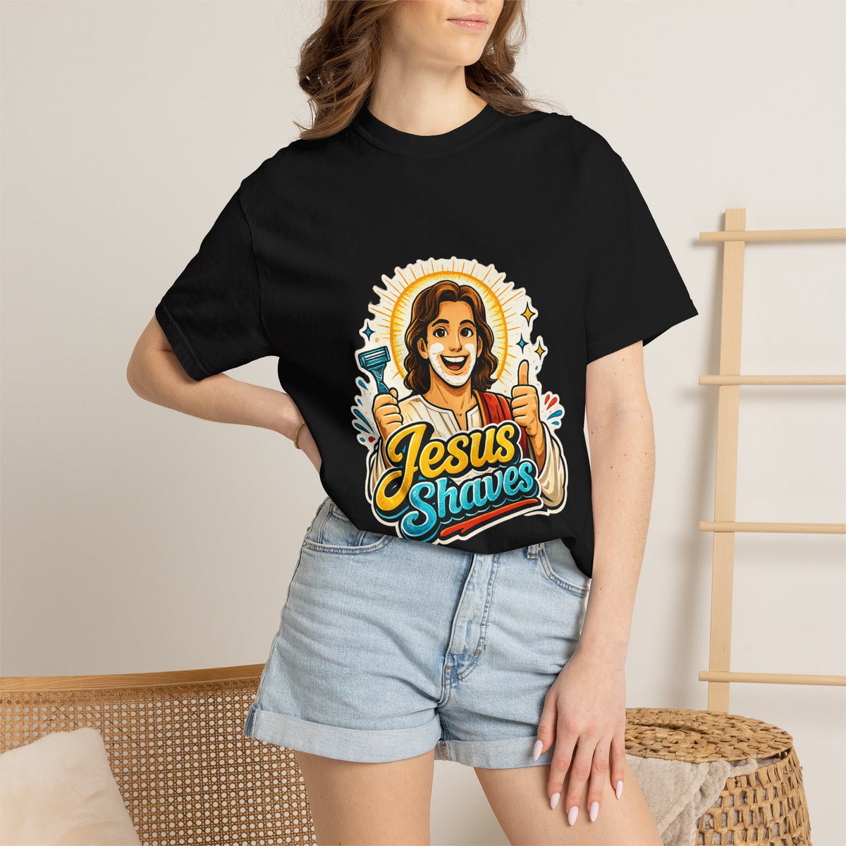 Jesus Shaves T-shirt | Retro Jesus Illustration, Shaving Theme