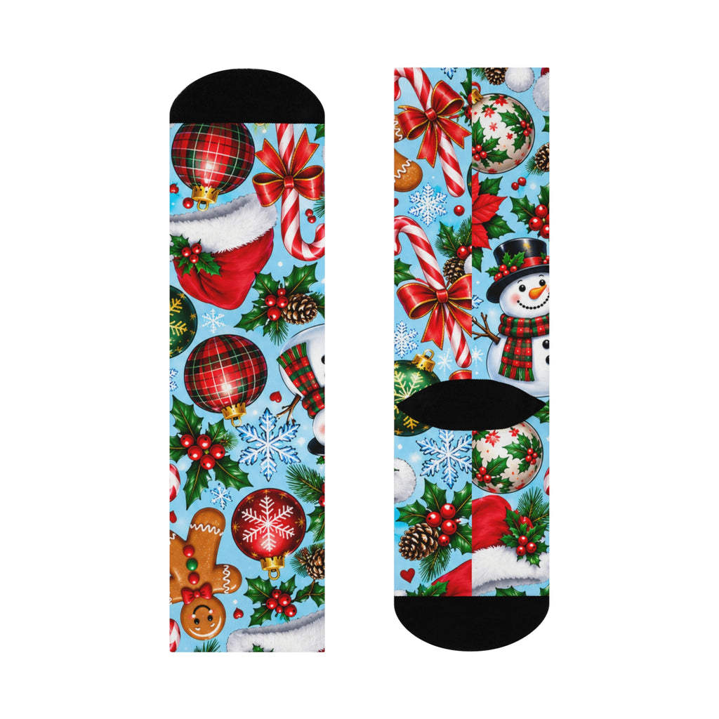 Christmas Crew Socks — Gingerbread & Ornaments Holiday Cushioned Socks