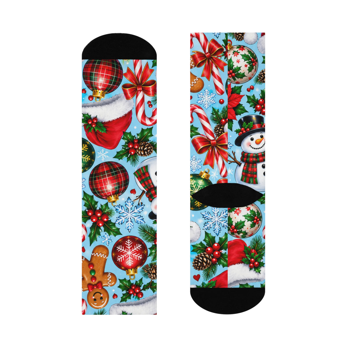 Christmas Crew Socks — Gingerbread & Ornaments Holiday Cushioned Socks