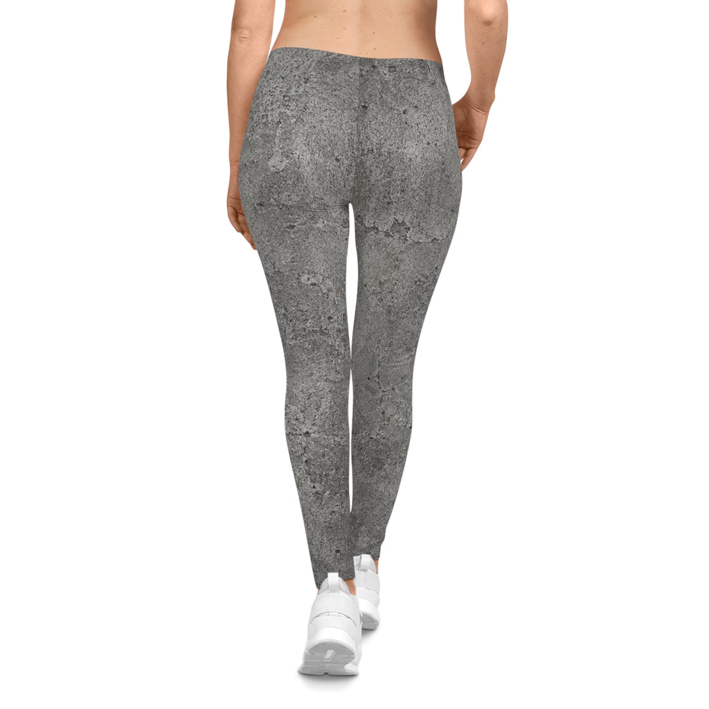Concrete Texture Women's Leggings — Gray Urban Stone Print