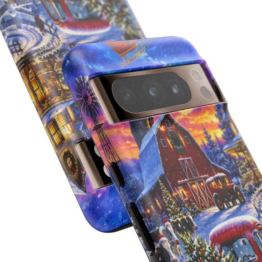 Christmas Farm Phone Case — Vintage Red Truck in Snowy Holiday Scene