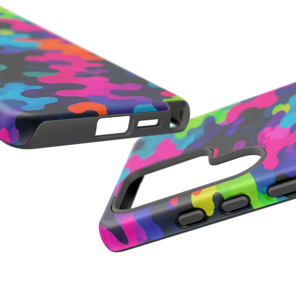 Neon Camo Tough Phone Case — Bright Rainbow Protective iPhone Cover