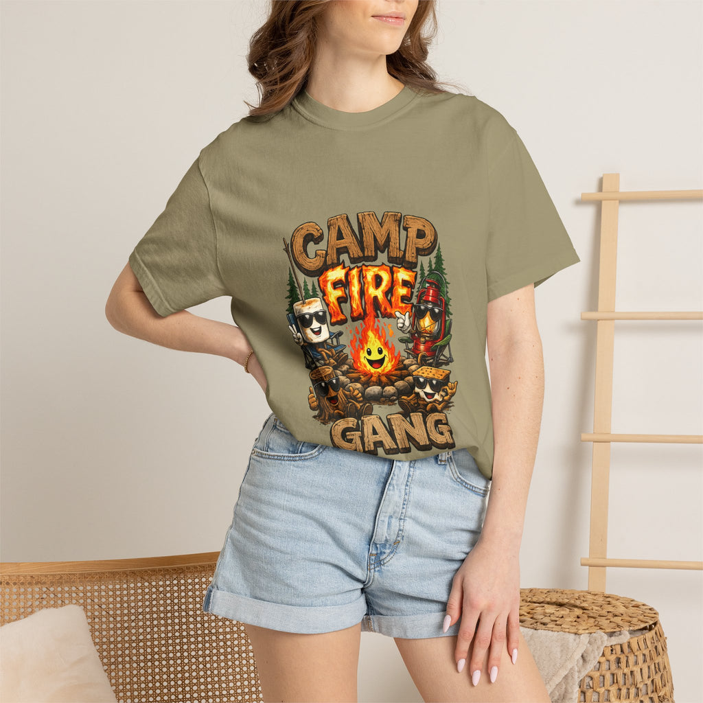 Campfire Gang T-Shirt | Camping Cartoon S'mores Bonfire Design