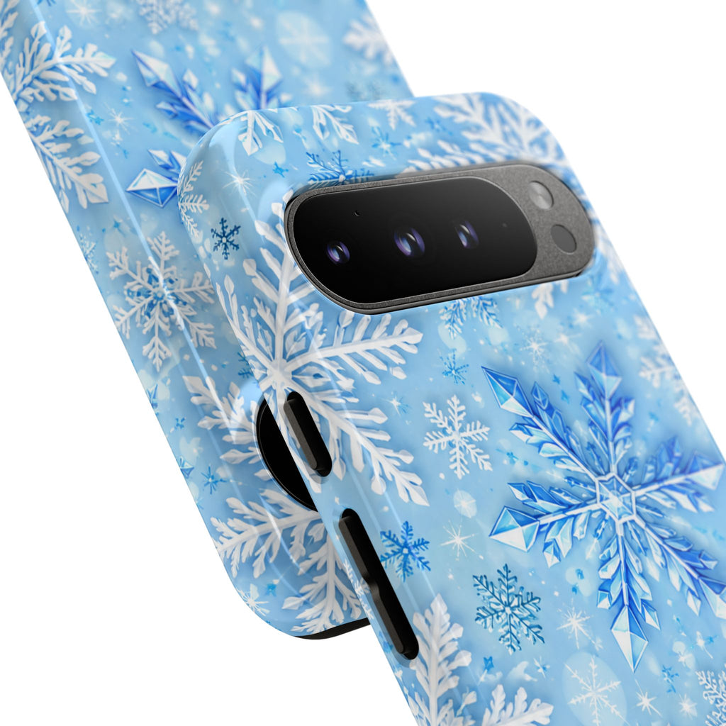 Winter Snowflake Tough Phone Case — Blue Holiday Protective Cover