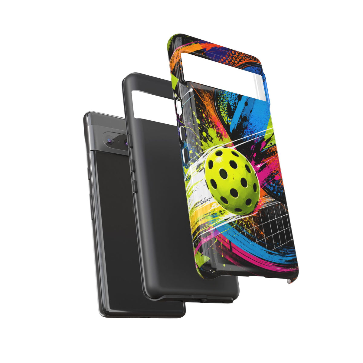 Pickleball Phone Case – Neon Paddle & Ball Splash Tough Case