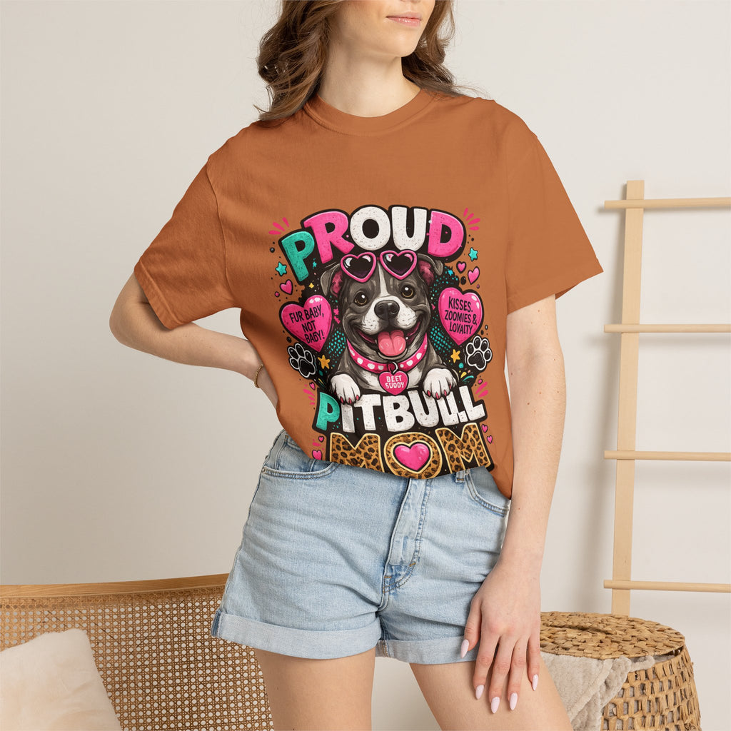 Proud Pitbull Mom T-Shirt | Cute Pitbull Illustration