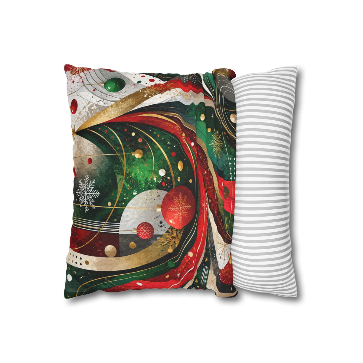 Holiday Swirl Decorative Pillow - Festive Red & Green Christmas Throw