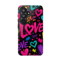 Phone Case — Neon Graffiti "Love" Hearts Protective Tough Case