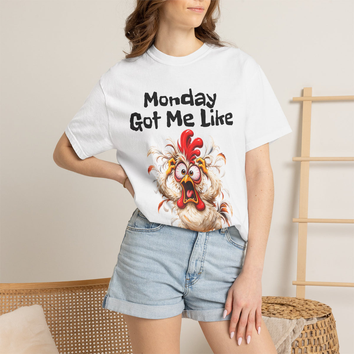 Monday Got Me Like T-Shirt — Funny Cartoon Chicken Graphic Tee