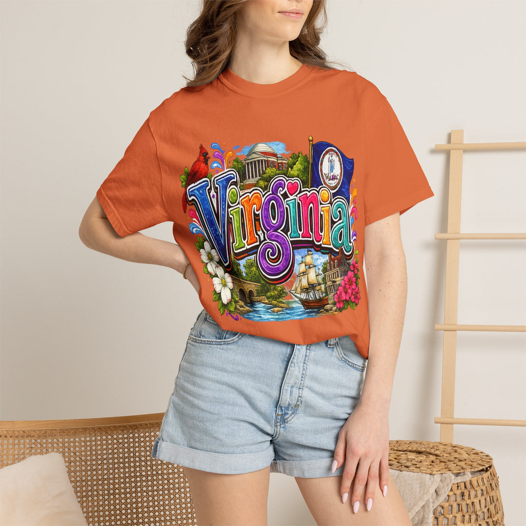 Virginia Vintage Postcard T-Shirt | State Scenic Illustration