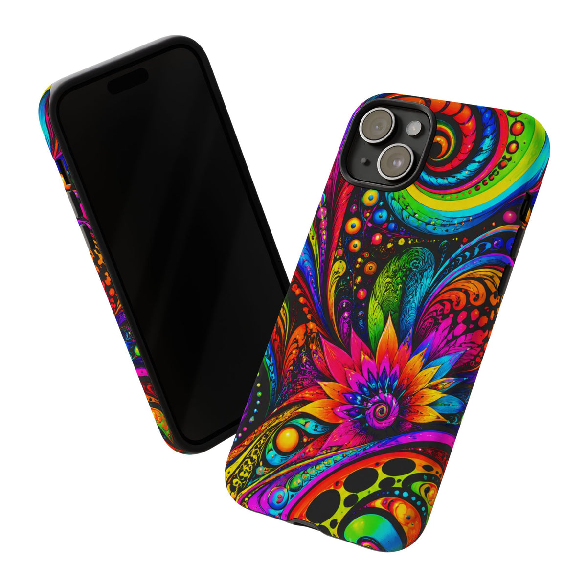 Psychedelic Floral Phone Case — Vibrant Swirl Tough Protective Cover