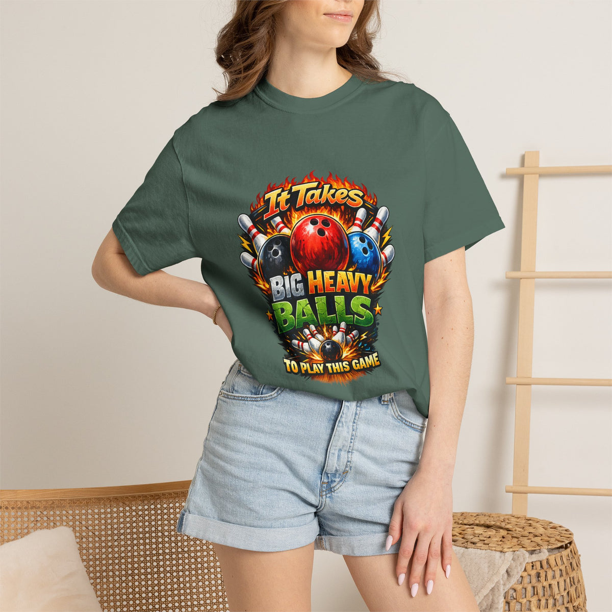 It Takes Big Heavy Balls To Play This Game T-shirt | Bowling Graphic Tee