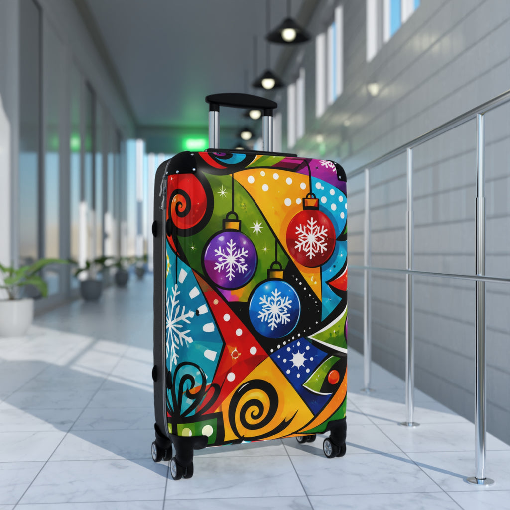 Holiday Ornament Pop Art Suitcase — Colorful Christmas Carry-On