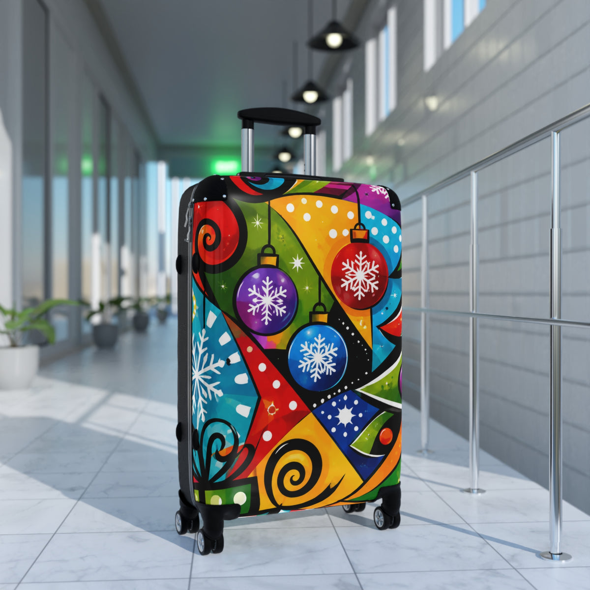Holiday Ornament Pop Art Suitcase — Colorful Christmas Carry-On
