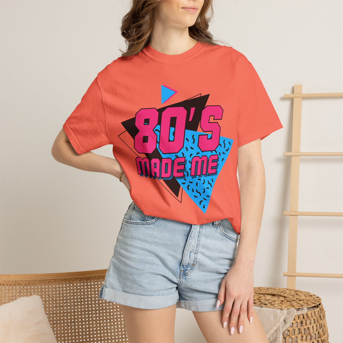 80's Made Me T-shirt | Retro 80s Neon Geometric Tee