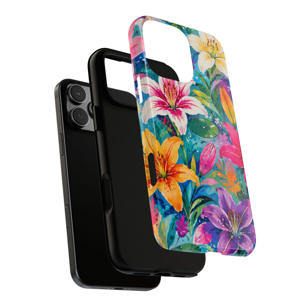 Floral Lily Tough Phone Case — Colorful Tropical Flower Protective Cover