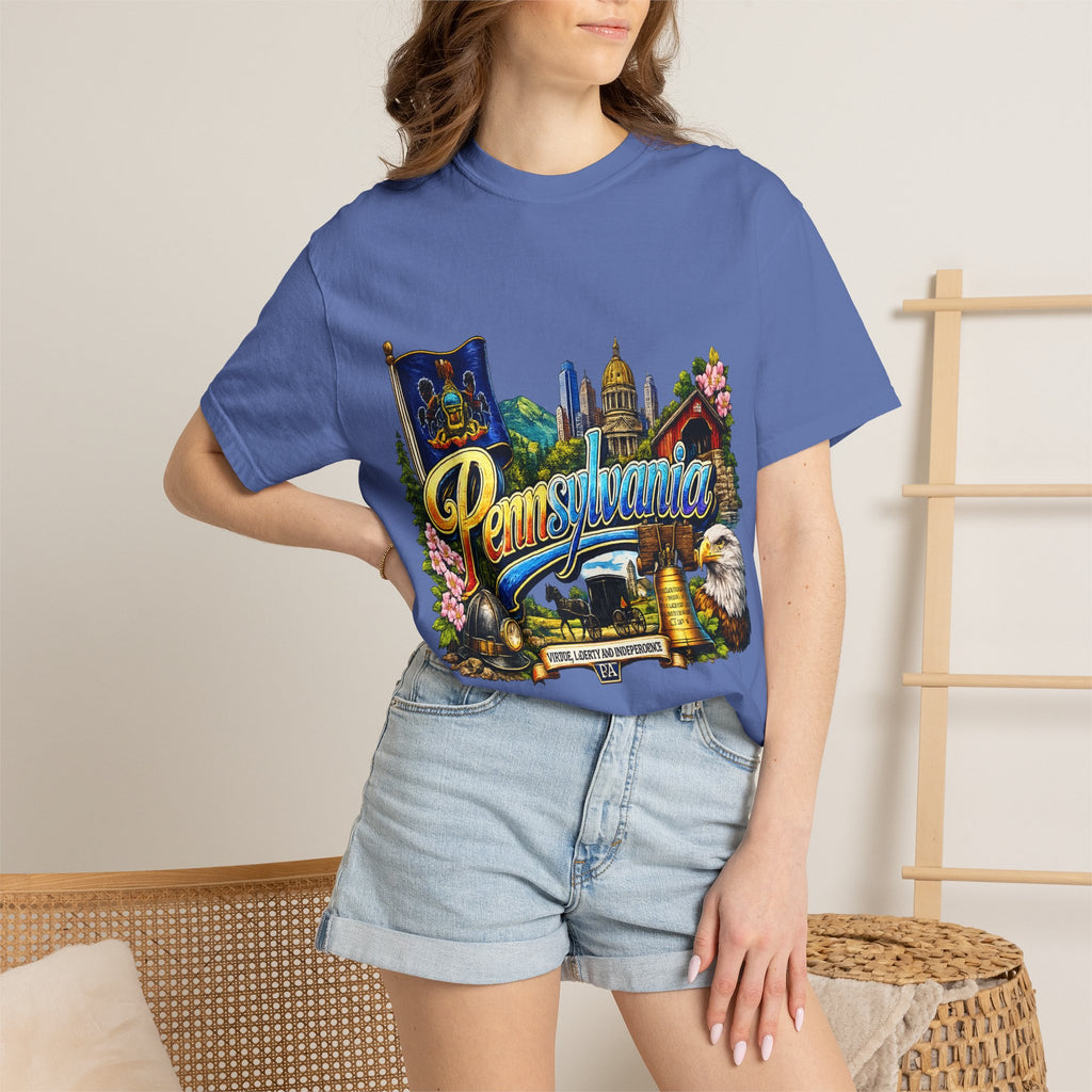 Pennsylvania Vintage Postcard T-Shirt | State Skyline Tee