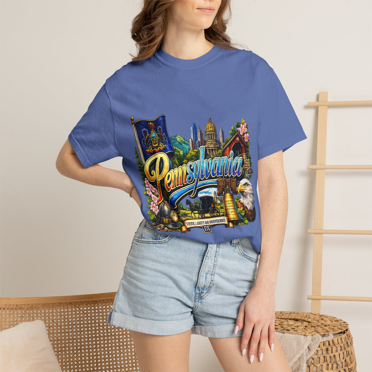 Pennsylvania Vintage Postcard T-Shirt | State Skyline Tee