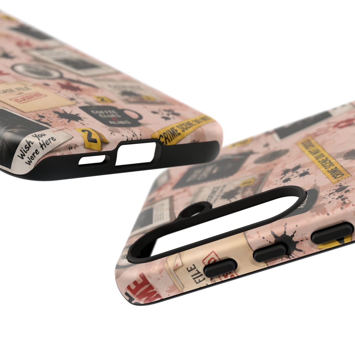 True Crime Pattern Phone Case – Detective Evidence, Crime Scene Tape & 'True Crime' Design