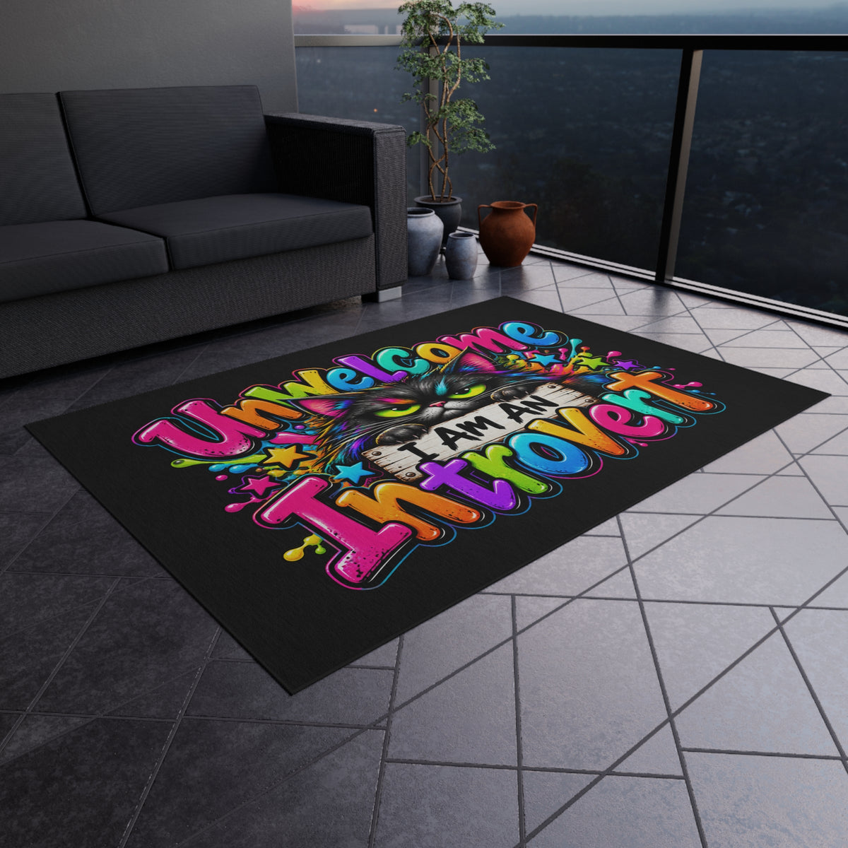 Unwelcome — I Am An Introvert Outdoor Rug