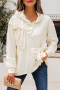 Solid Bow Tie Long Sleeve Hoodie