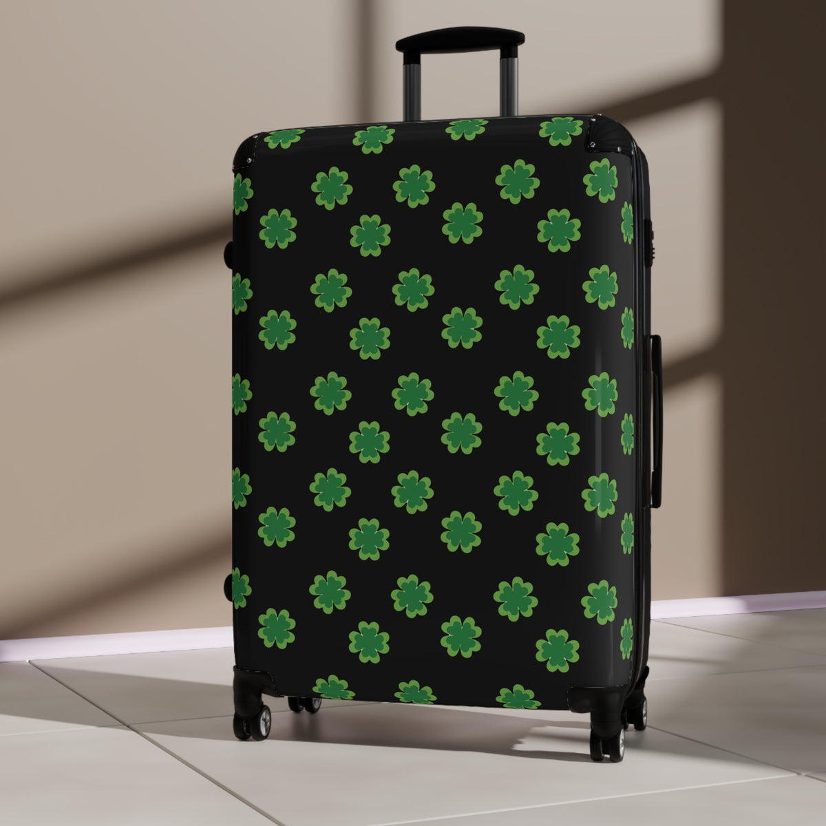 St. Patrick's Clover Suitcase — Green Shamrock Pattern Carry-On