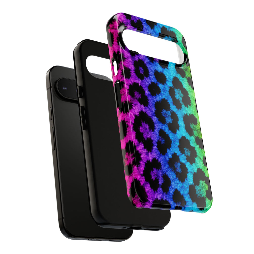 Neon Rainbow Leopard Tough Case – Colorful Animal Print Phone Cover