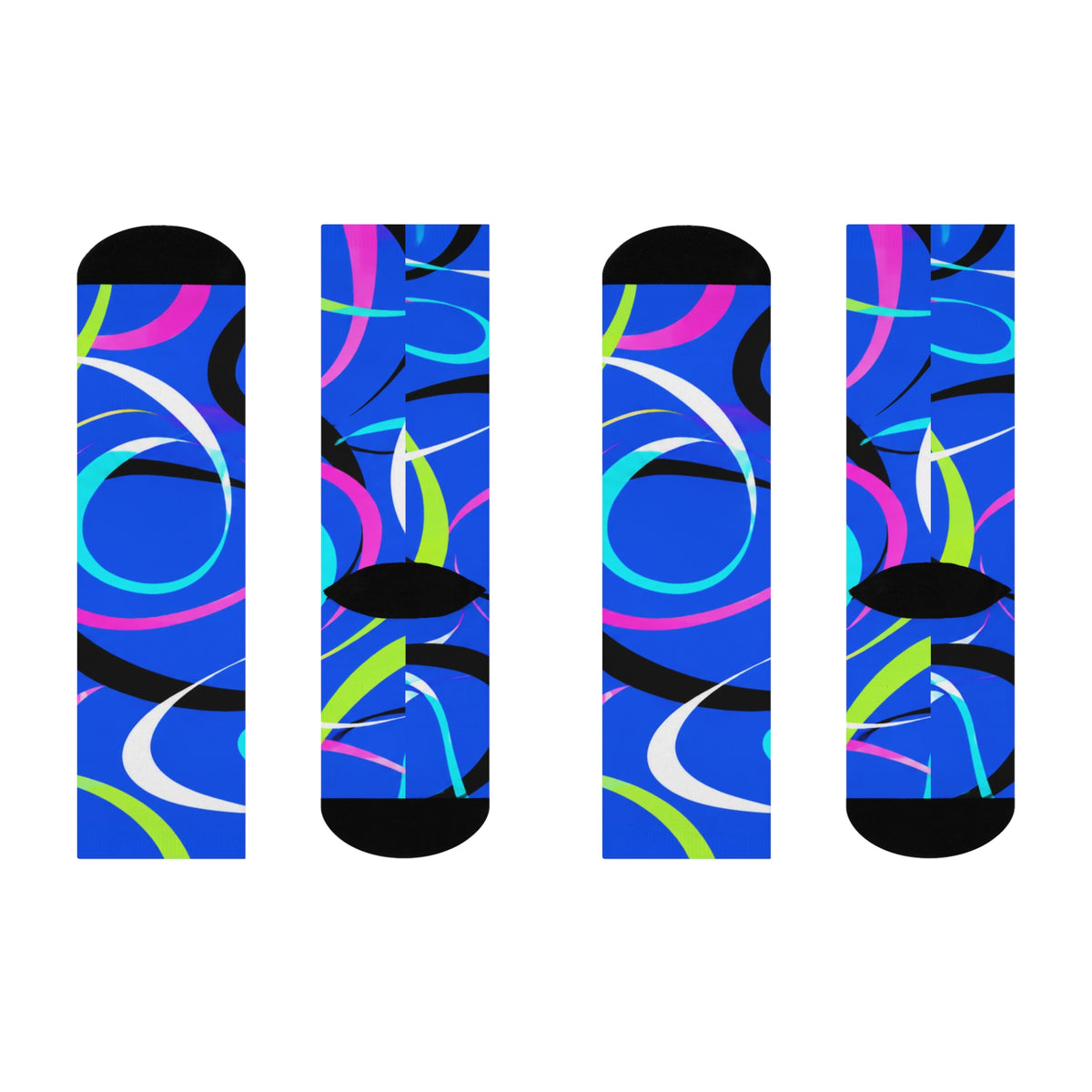 Vibrant Abstract Swirl Cushioned Crew Socks